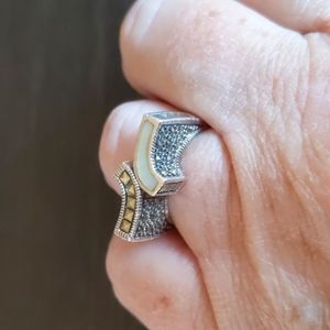Mother of Pearl and Marcasite  925 Silver Ring Size 6.5